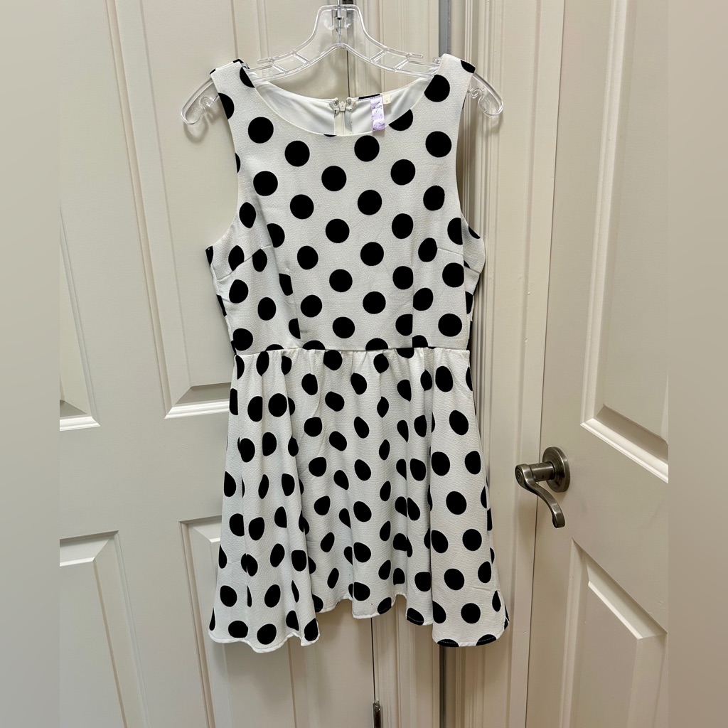 Polka Dot Mini Dress - Black And White, Size 1
